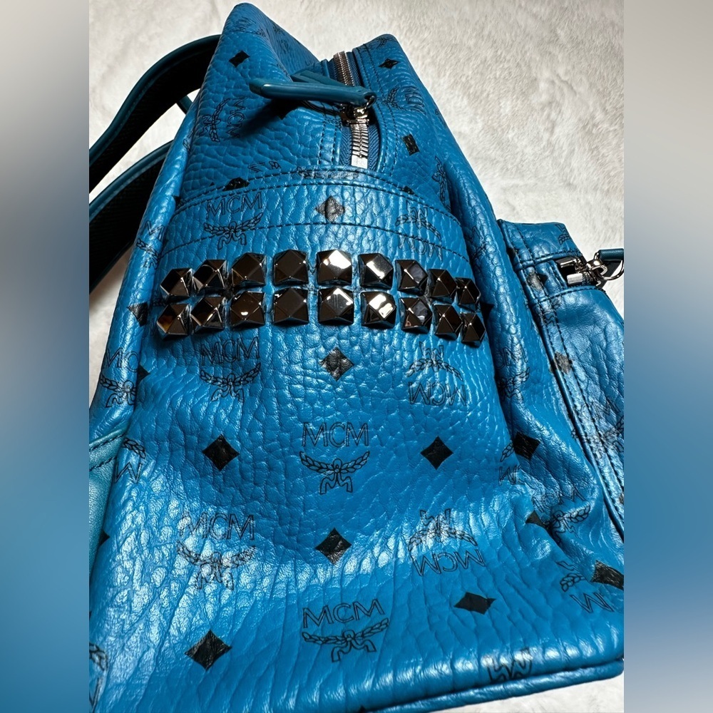 MCM blue Leather Backpack with studs brand new with tag - Picture 14 of 16